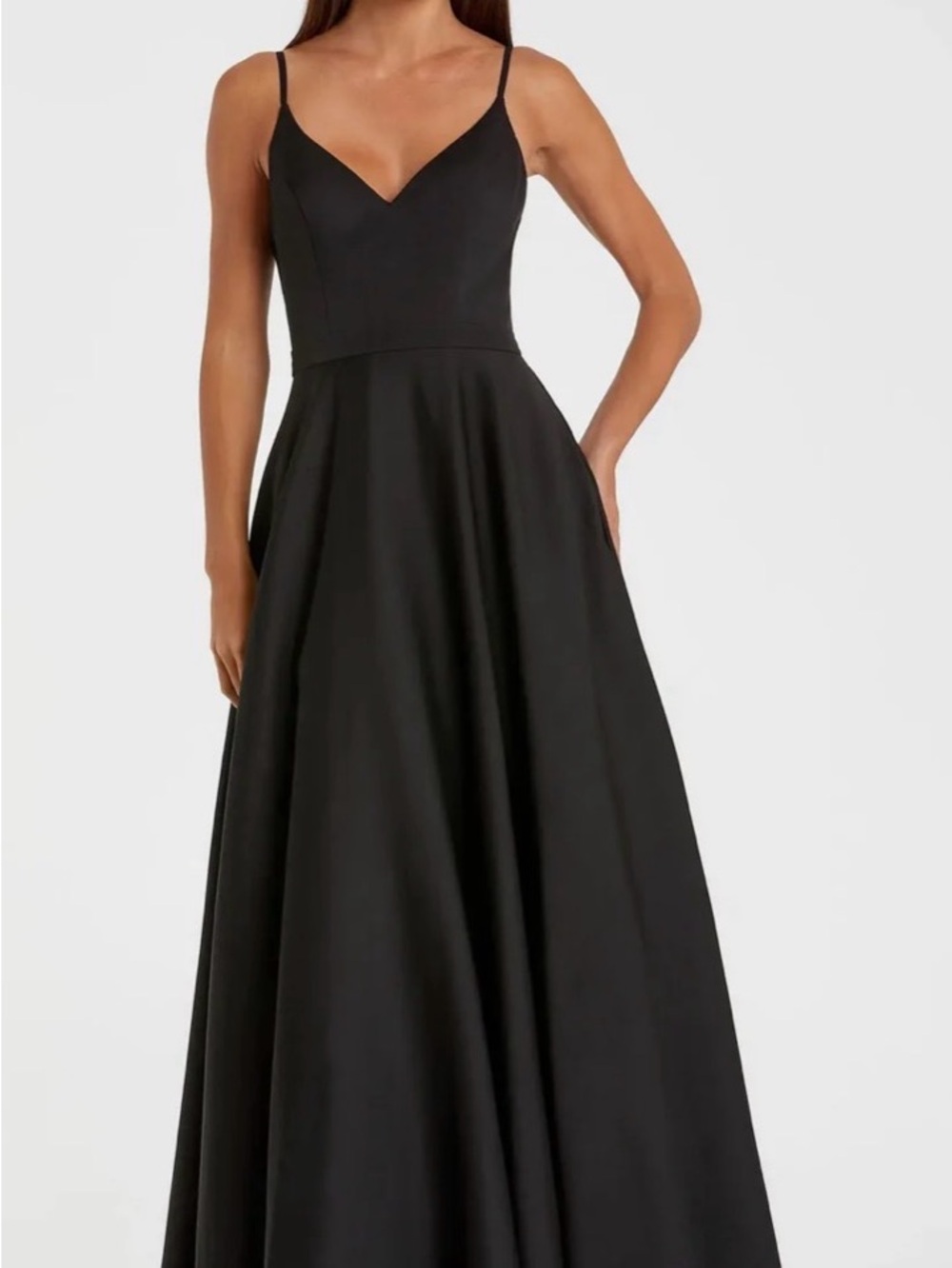 Classic Black Spaghetti-Strap Maxi Dress